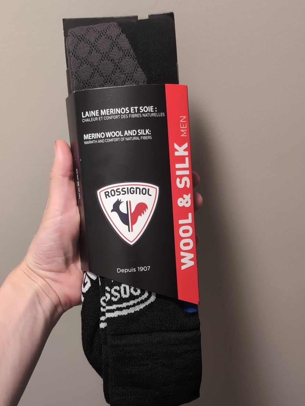 Rossignol Mens XL Black Merino Wool & Silk Ski Socks 11/12.5 Size